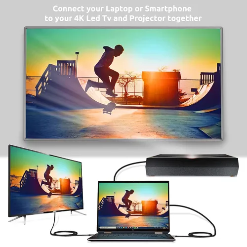 Vista 3 de Kit adaptador HDMI 8k/4k compatible con Samsung SM-A720F a digital Full 240Hz con cable de 6 pies