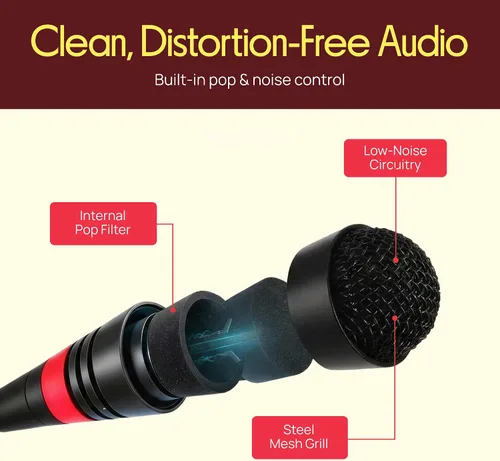 Vista 6 de Sistema de micrófono con cable de cuello de cisne de escritorio - Micrófono condensador de voz con cable montado en mesa con filtro pop - Cable