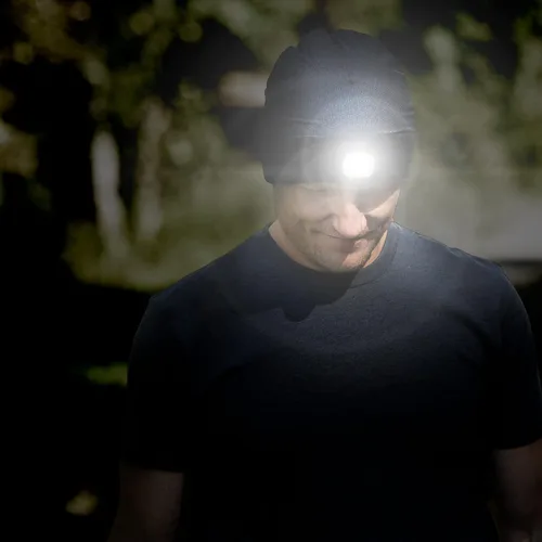 Vista 5 de Gorros y diademas reversibles con forro polar de rendimiento LED para correr 3 modos de luz, midnight, talla única