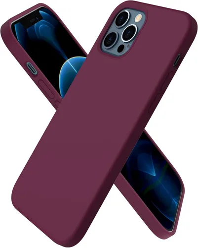 Vista 13 de ORNARTO - Funda para iPhone 12/12 Pro, silicona líquida delgada, color negro 3-Layer Full Covered Soft Gel Rubber, Non-Slip Grip Shockproof