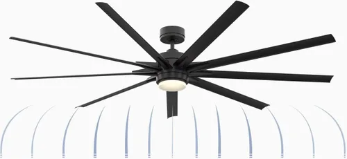 Vista 6 de Fanimation FPD8159BLW Odyn Ventilador de techo para interiores y exteriores de 84 pulgadas con cuchillas negras y kit de luz LED Negro con cuchillas