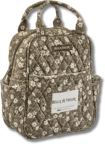 Vista 8 de Bella Taylor Bolsa de almuerzo acolchada de algodón para mujer, apta para alimentos, con forro de PEVA fácil de limpiar, diseño floral burdeos