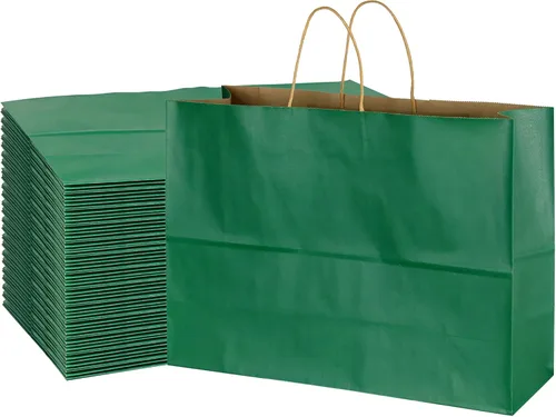 Vista 10 de BLEWINDZ 70 bolsas de papel grandes con asas, 16 x 6 x 12 pulgadas, bolsas de compras de papel multicolor para pequeñas empresas, bolsa de regalo 10