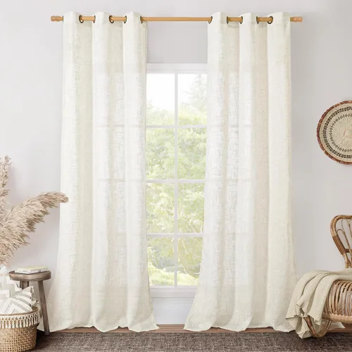 Vista 41 de LAMIT Cortinas de lino marrón caramelo para sala de estar, 84 pulgadas, de lino sintético, texturizado, filtrante de luz, paneles de privacidad