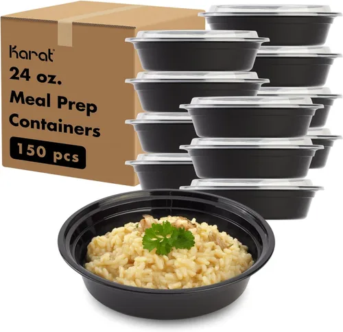 Vista 10 de Karat Contenedores para preparación de comidas [16 oz - 150 unidades] Recipientes para llevar reutilizables y desechables con tapas - Loncheras