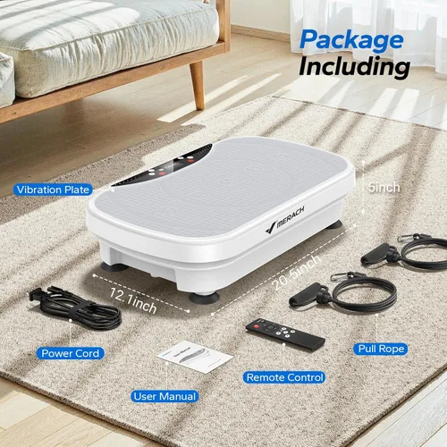 Vista 6 de MERACH Vibration Plate Exercise Machine, Vibration Plate for Lymphatic Drainage Weight Loss, Vibrating Plate Exercise Machine with Bluetooth and LED
