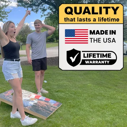 Vista 4 de Conjunto de tableros de Cornhole Pro de CornholeGamesUSA Fabricado en EE. UU. 3/4 de abedul báltico Sin rebote Patas triples gruesas Dos