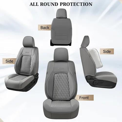 Vista 42 de Coverado Juego completo de fundas de asiento de ajuste personalizado para Chevy Silverado/GMC Sierra 2014-2018 1500, 2015-2019 2500HD 3500HD Negro