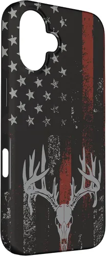 Vista 3 de Funda para iPhone 16 con la bandera americana de cola blanca ciervo Buck Hunting USA FLAG Hunter