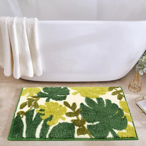 Vista 11 de Hi Space Alfombras de baño de 24 x 16 pulgadas con hojas para baño, antideslizante, lavable a máquina, suave, absorbente, bonita alfombra de baño