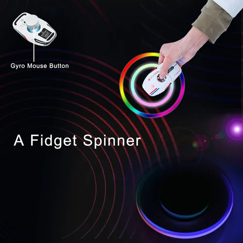 Vista 2 de Iluminación LED RGB, liberación de estrés EDC, Bluetooth 2.4G, mouse inalámbrico UFO para juegos, 5 botones, 4 DPI óptico, recargable, con receptor