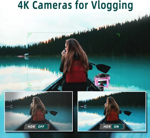 Vista 4 de Cámaras digitales para fotografía y video, cámara de vlogging 4K 48MP para YouTube con pantalla abatible de 180°, zoom digital 16X, gran angular