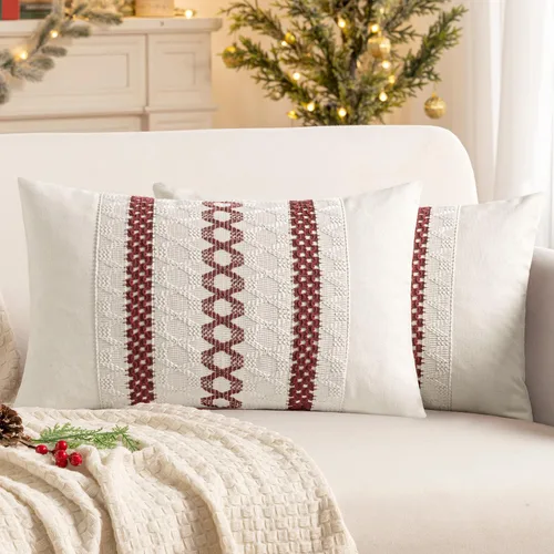 Vista 30 de MIULEE Fundas de almohada lumbares decorativas bohemias, cojín de algodón retro, tejido rustico de macramé para el hogar para cama, sofá, silla Azul