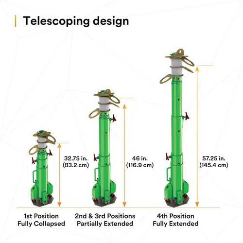 Vista 7 de 3M DBI-SALA Advanced 8516691 - Sistema de espacio confinado, portátil, telescópico con 3 puntos de anclaje giratorios independientes de 360 grados