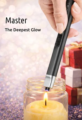 Vista 4 de REIDEA Encendedor eléctrico de regalo para los amantes de las velas, resistente al viento, sin llama, recargable por USB, encendedor retráctil