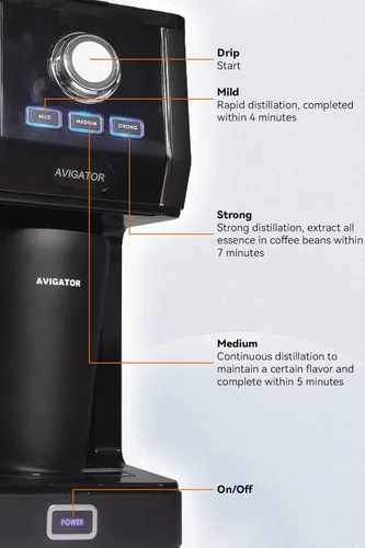 Vista 4 de Cafetera de una sola porción con 11 oz. Taza de café de viaje de acero inoxidable, intensidad de preparación ajustable, filtro permanente