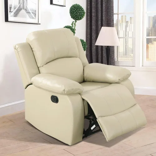 Vista 35 de Juego de muebles de sala de estar, juego de sofá reclinable de cuero, sofá reclinable y sofá biplaza, juego de sofá de cuero beige, juego de muebles