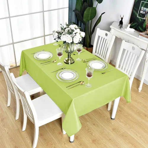 Vista 5 de Mantel Cuadrado Verde Manzana Impermeable Resistente a las Manchas Sin Arrugas Mantel de Mesa de Poliéster 210GSM Limpiable Cubierta de Mesa