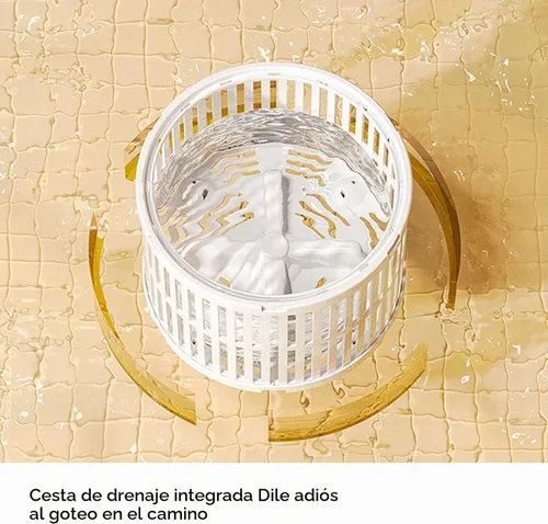 Vista 4 de Lavadora pequeña de 2000 mAh recargable portátil con cesta de drenaje para calcetines de ropa interior, mini máquina de lavandería compacta
