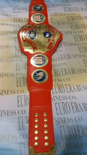 Vista 3 de Nueva réplica NWA United States Champion Belt Tamaño adulto, placas de metal y bolsa