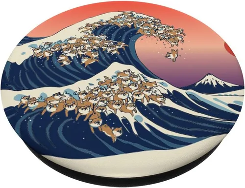 Vista 2 de La gran ola de Shiba Inu PopSockets de Huebucket – PopSockets Grip y soporte para teléfonos y tabletas