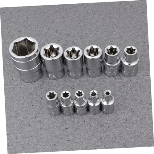 Vista 8 de Llave de manga E de acero vanadio para reparación de automóviles, 11 unidades, color plateado