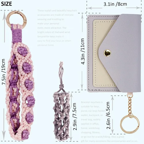 Vista 50 de BIHRTC Llavero de pulsera boho con soporte para lápiz labial, pulsera hecha a mano