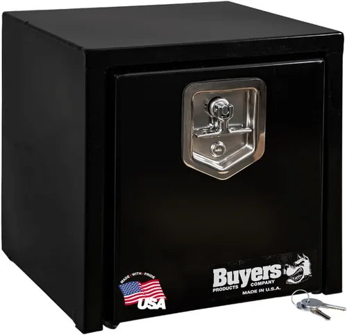 Vista 30 de Buyers Products 1703349 - Caja de acero negro para debajo de la carrocería con pestillo de mango en T, 14 x 12 x 18 pulgadas, caja de herramientas