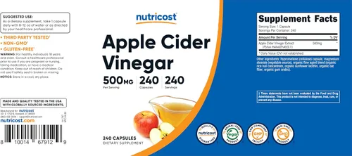 Vista 9 de Nutricost Vinagre de Manzana 0,018 oz; 240 Cápsulas, 1 botella, 1