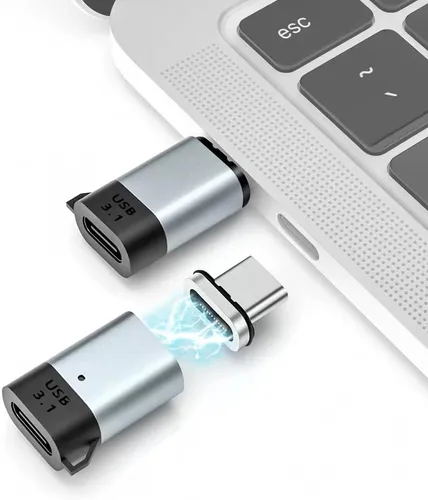 Vista 6 de Adaptador Magnético USB C, Conector Tipo C de 24 Pines, Carga Rápida PD de 100 W, Transferencia de Datos de 10 Gbps