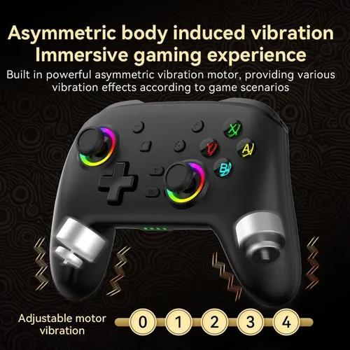 Vista 4 de RALAN Wireless Black Pro Controller Compatible with Nintendo SwitchOLEDLite, with LED Color Light, Programmable Function, Wake-Up, Gyro Axis, Turbo