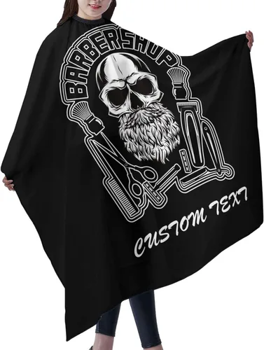 Vista 2 de Capa de barbero impermeable personalizada, Capa de peluquero personalizada, Añade tu texto, Capa de salón personalizada para hombres, Capa de corte