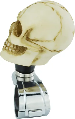 Vista 4 de Volante giratorio con diseño de calavera divertida perilla suicida para la mayoría de vehículos de transmisión automática manual (beige)