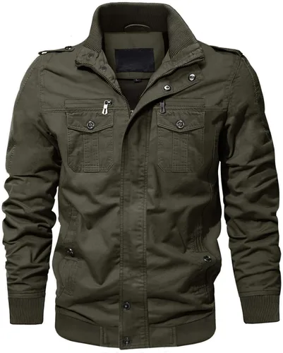 Vista 3 de Crysully - Chaqueta cortavientos para hombre, estilo informal y cuello militar, para primavera-otoño