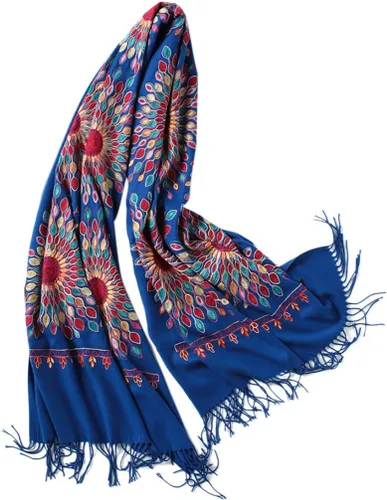Vista 33 de Urban CoCo Chal Bordado con Borlas de Tamaño Grande para Mujer, Bufanda de Mujer