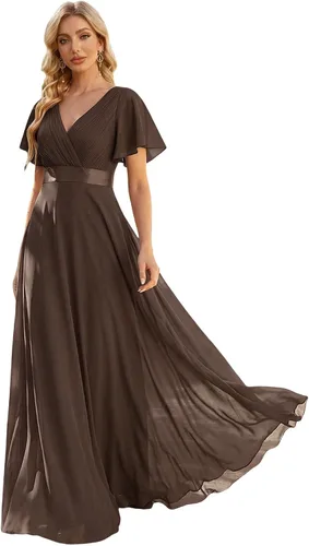Vista 25 de Ever-Pretty Vestidos formales de mujer para madre de la novia, de manga corta, de chifón, con cintura imperio, de largo hasta el suelo, para dama