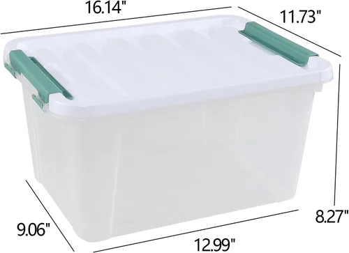 Vista 2 de Paquete de 6 cajas de almacenamiento de plástico de 20 L, caja de almacenamiento transparente con tapas