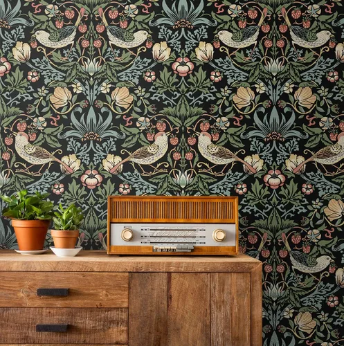 Vista 5 de NextWall Aves Garden - Papel tapiz autoadhesivo (ébano)