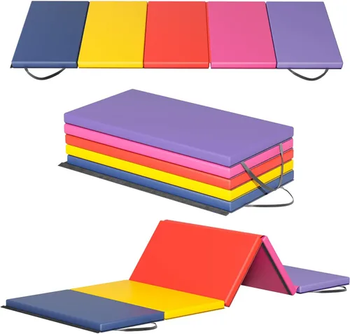 Vista 11 de Gymnastics Tumbling Mat Portable Gymnastics Mat Foldable Tumbling Mat 2ft W 6ft L/4ft W 6ft L/4ft W 8ft L/4ft W 10ft Exercise Mat Yoga Mat with