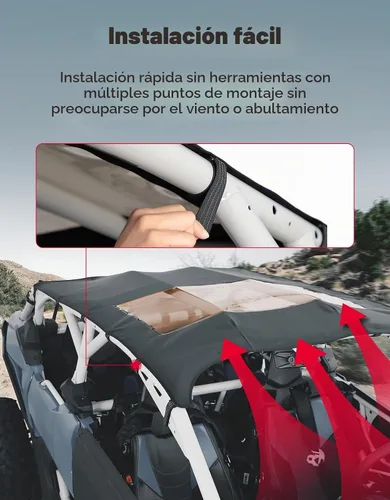 Vista 5 de KEMIMOTO X3 Max - Techo de PVC compatible con Can Am Maverick X3 Max Deflectores X3 Roof Top Sun Visor Impermeable Resistente a la Fricción Bimini
