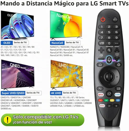 Vista 2 de Voice Magic - Control remoto para LG TV de repuesto con batería