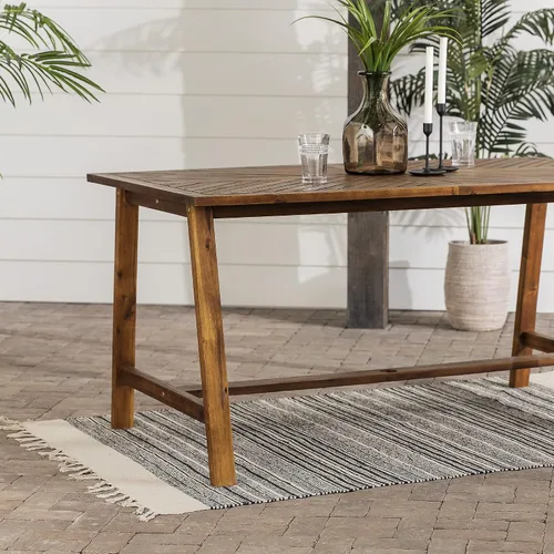 Vista 2 de Walker Edison Furniture Company - Mesa auxiliar rectangular para terraza al aire libre, madera de Chevron para todo tipo de clima