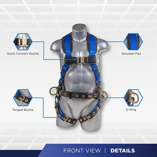Vista 2 de Palmer Safety Arnés de seguridad de protección contra caídas Hammerhead Series Kit de seguridad I Arnés Premium + Cordón + Kit de extensor de anillo