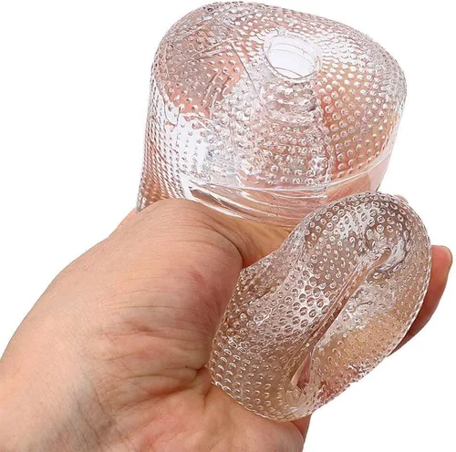Vista 3 de Masturbador masculino de silicona transparente, bomba de pene, entrenador realista de vagina al vacío, succión de bolsillo, coño Stroker Cup