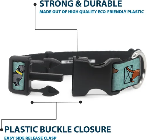 Vista 4 de Collar de perro Clip de plástico Dachshund 4 Perros Patas Aquas 9 a 15 pulgadas 1.0 pulgadas de ancho