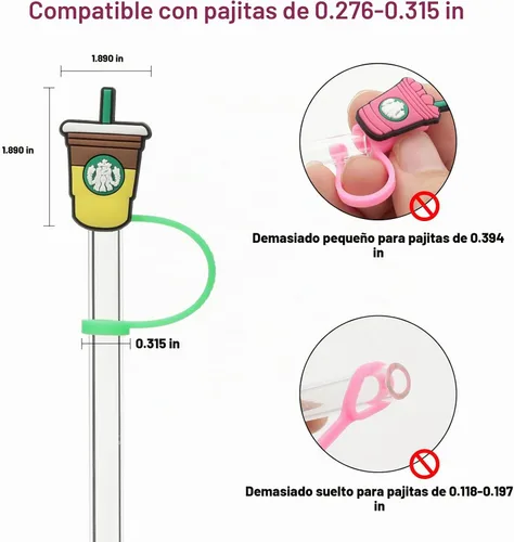 Vista 5 de KEUYE Funda para popote compatible con la taza de Starbucks, 7 fundas reutilizables para popotes, tapa de popote a prueba de salpicaduras, tapa