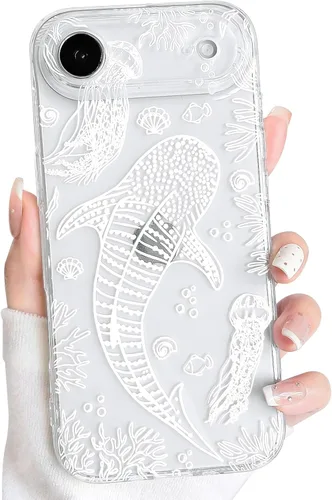 Vista 141 de NITITOP Funda para iPhone 13 Clear Sea Animal - Pez negro Pescado Negro