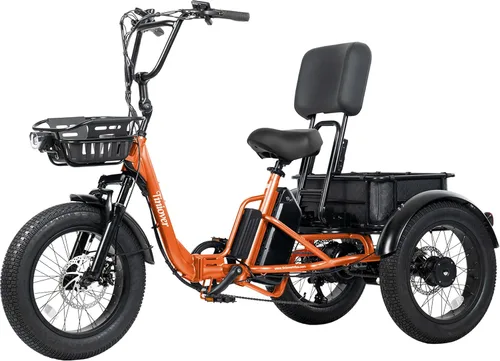 Vista 10 de Folding Electric Tricycle for Adults 2 Seater, 20MPH 100 Miles 4" Wide Fat Tire Electric Trike, 3 Wheel Electric Bike 1200W, 48V 20AH Battery