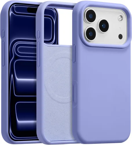 Vista 20 de Funda magnética de silicona para iPhone 13 Pro, color blanco antiguo [Compatible con Magsafe] [Forro de microfibra suave antiarañazos], funda