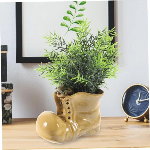 Vista 7 de Botas de dibujos animados en forma de suculenta maceta de cerámica para plantas de interior, oficina, ventana, alféizar decoración única